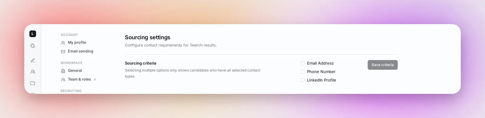 Sourcing settings