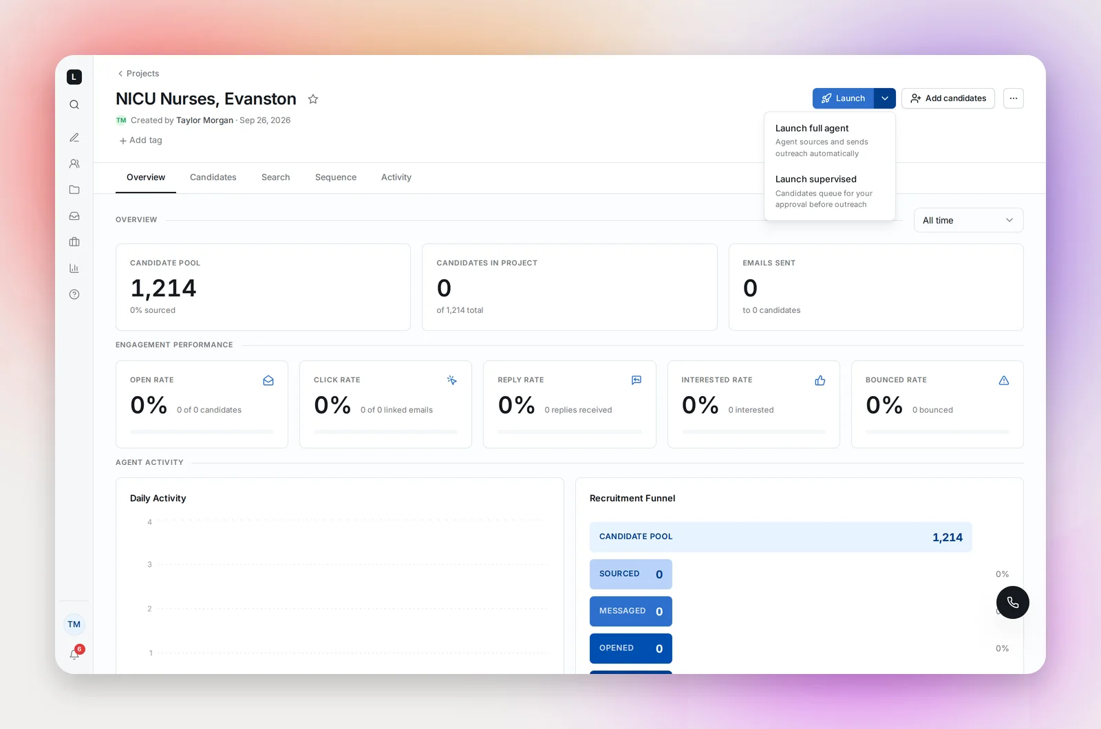 The Launch menu: supervised or full agent