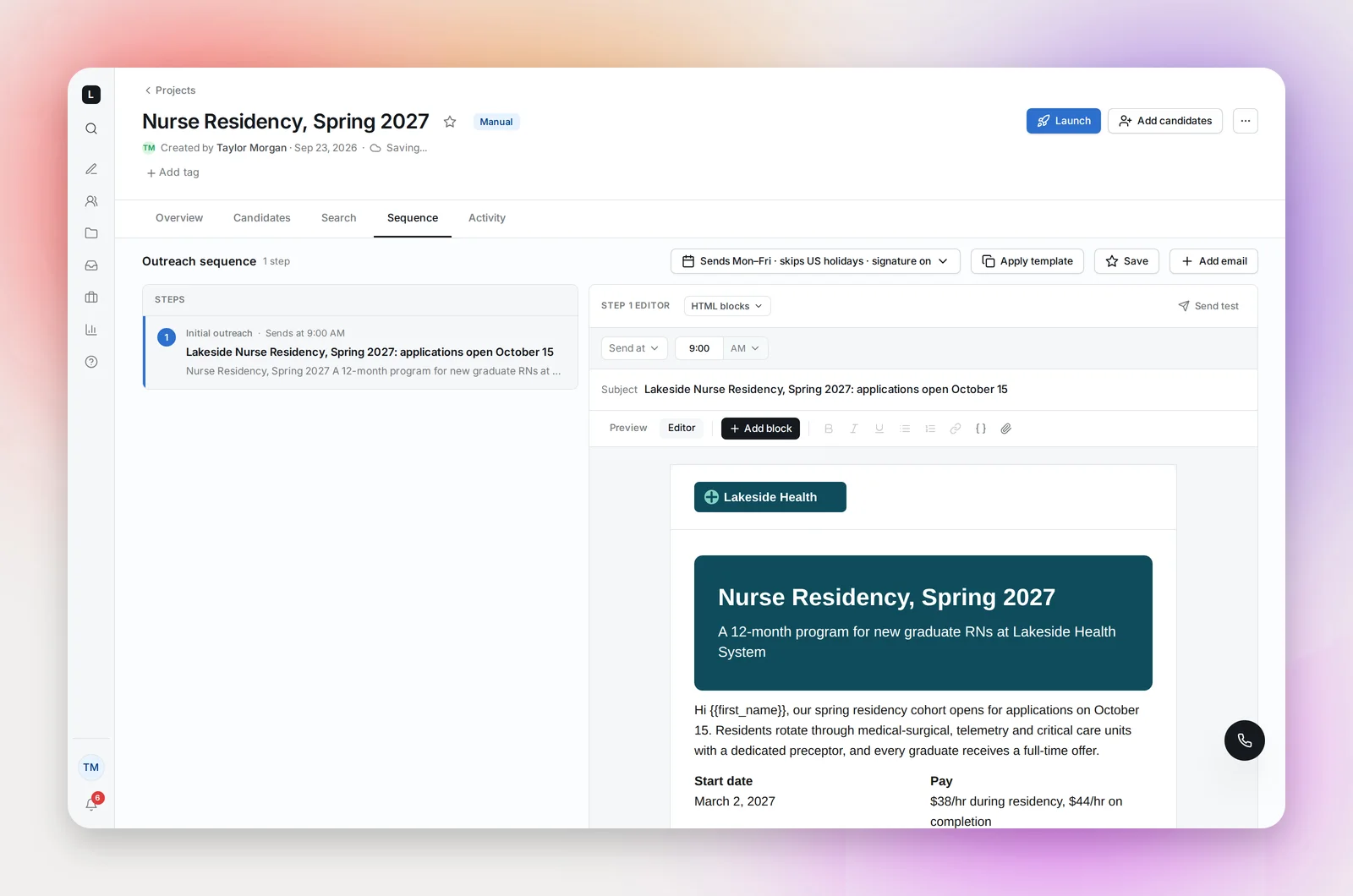 The HTML blocks editor