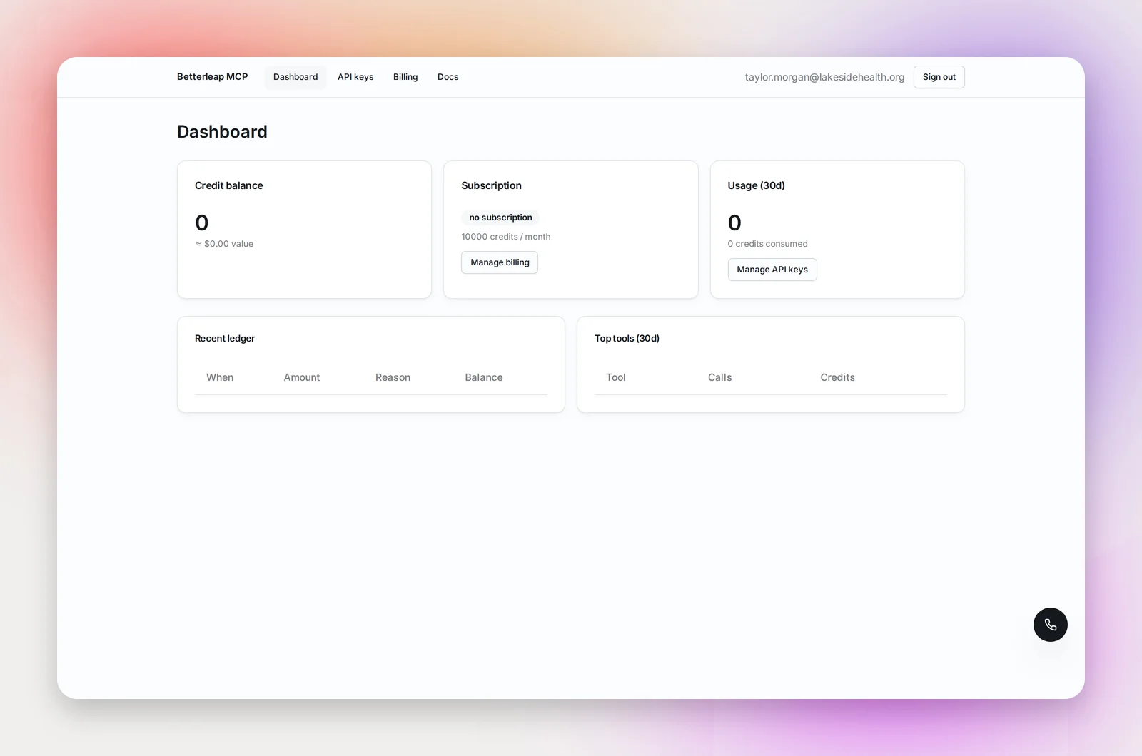 The MCP dashboard