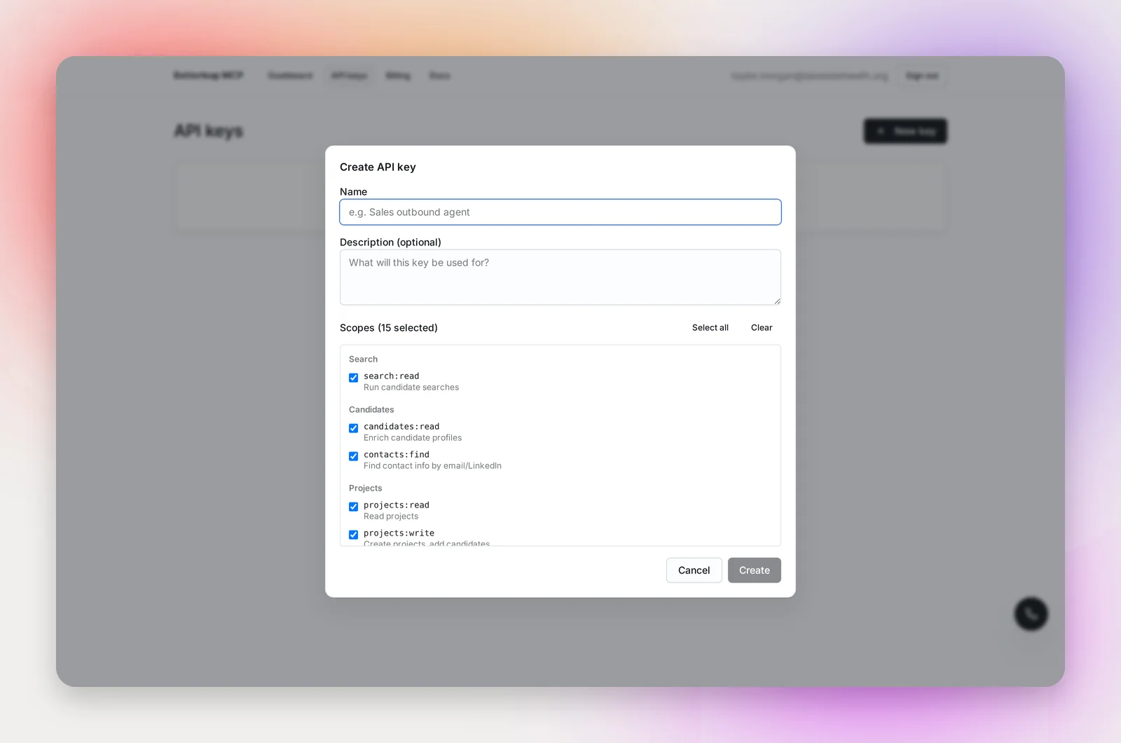 Creating an API key