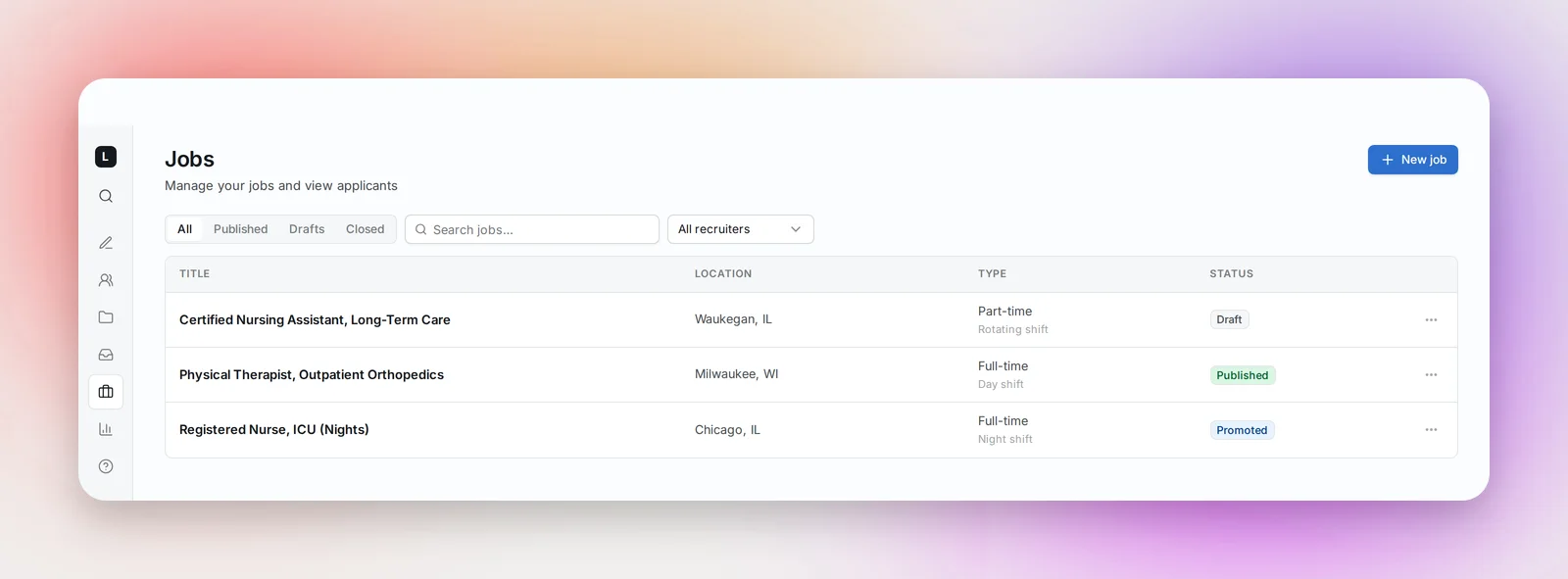 The Jobs page