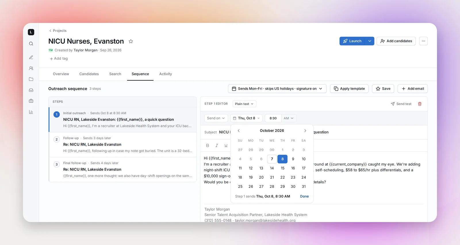 The date picker