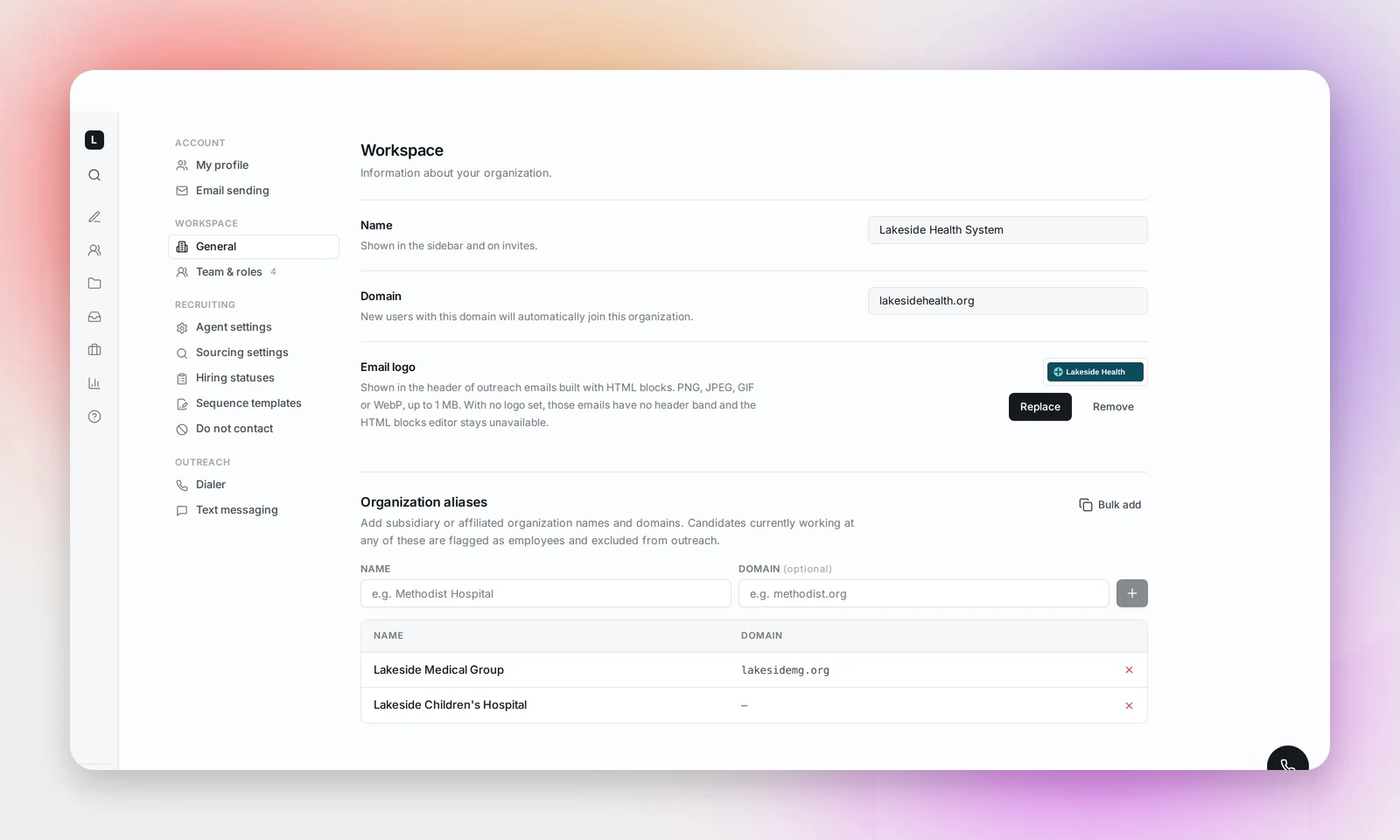 Workspace settings