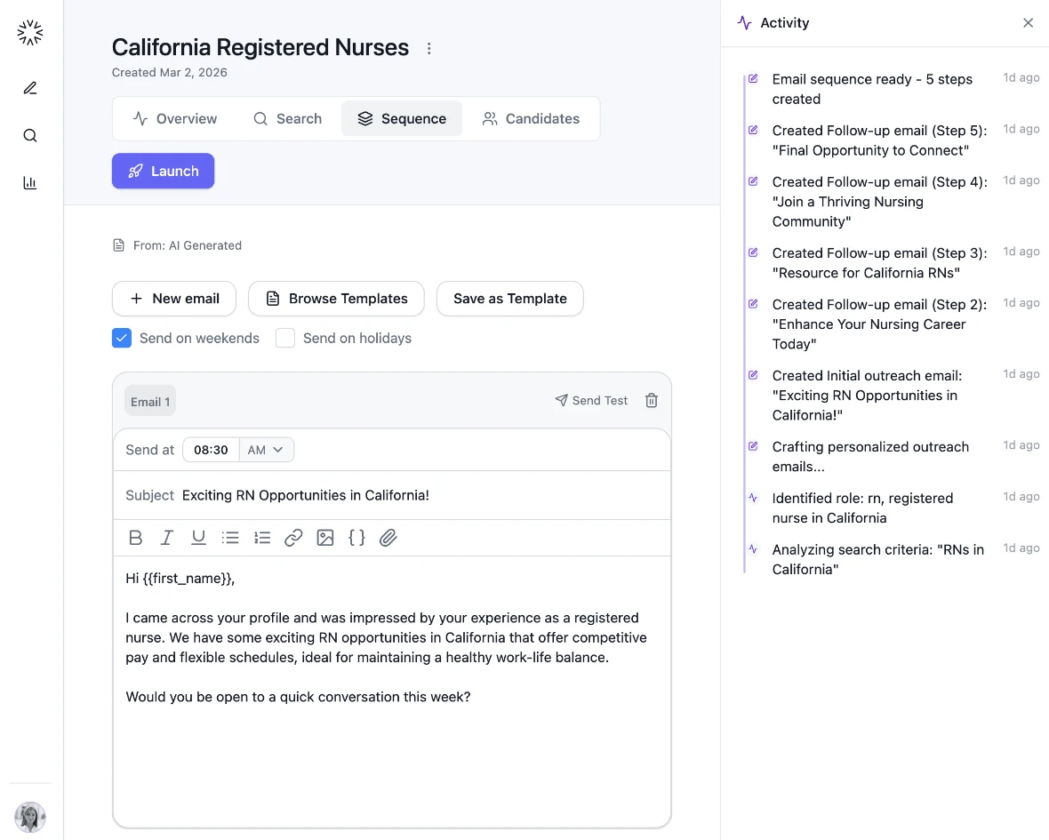 A personalized multi-step outreach sequence drafted by the agent